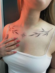 طرح تاتو شانه تا سینه زنانه